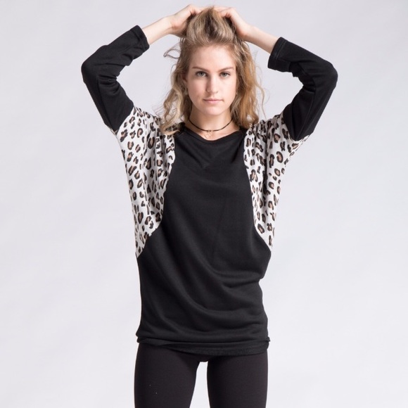 Tops - Black Leopard Print Tunic NWT
